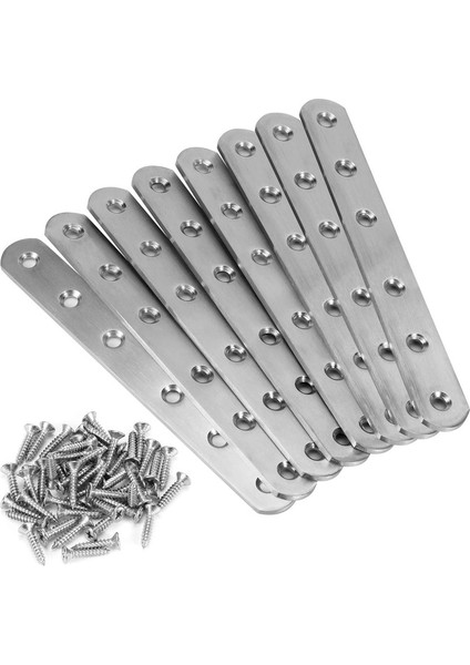 8 Parçalı Paslanmaz Çelik Montaj Pabuç Sabitleme Braketi Düz Metal Düz Köşe Braketi Mobilya Onarım Panosu 158 x 20 x 3mm (Yurt Dışından)