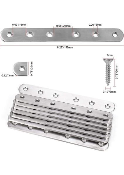 8 Parçalı Paslanmaz Çelik Montaj Pabuç Sabitleme Braketi Düz Metal Düz Köşe Braketi Mobilya Onarım Panosu 158 x 20 x 3mm (Yurt Dışından) modelleri