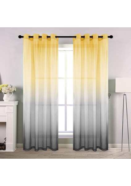 2 x Tül Panjur Sarı Gri 132 * 213 cm (Yurt Dışından)
