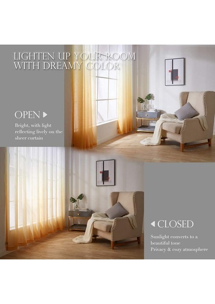 2 Degrade Perde Sarı 107 * 160 cm (Yurt Dışından) fiyatları