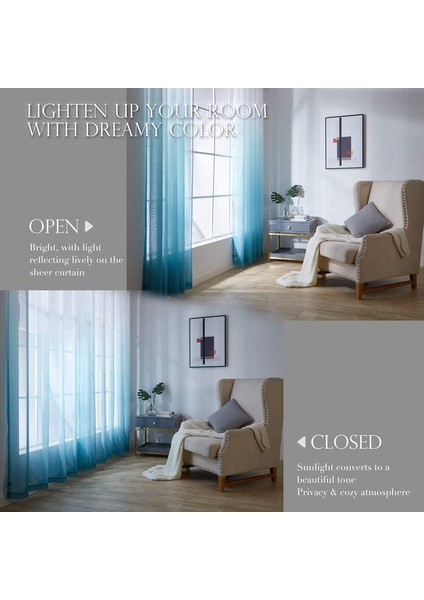 2 Degrade Perde Mavi 132 x 244 cm (Yurt Dışından) modelleri