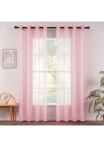 Teotak 2 Düz Perdeler PEMBE-140 * 137CM (Yurt Dışından)