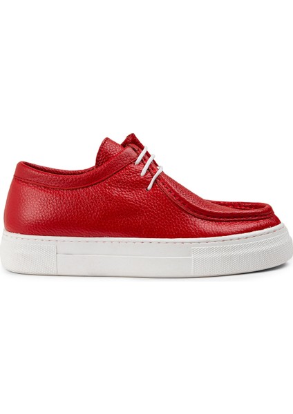 Hakiki Deri Kırmızı Kadın Sneaker
