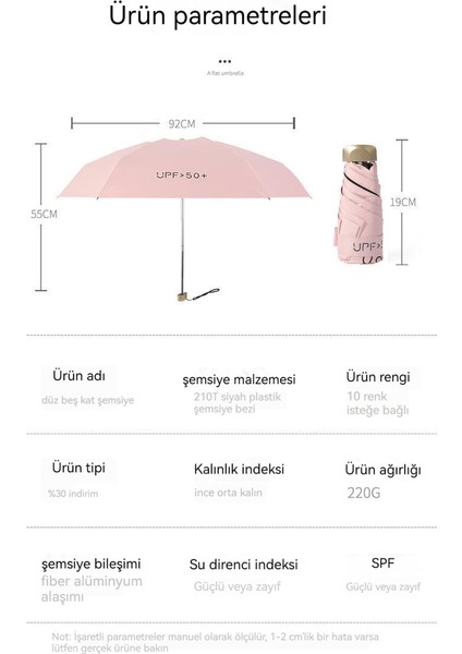 Mini Taşınabilir Yazlık Güneş Şemsiyesi - Açık Pembe (Yurt Dışından)