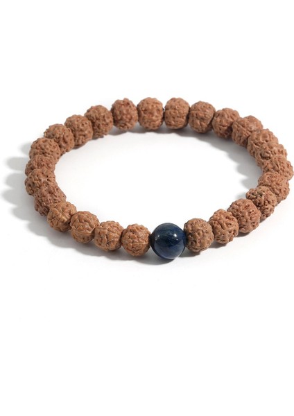 Sertifikalı Doğaltaş Rudraksha - Lapis Lazuli Bileklik 8mm