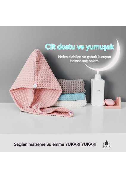 Avrupa ve Amerikan Waffle Kuru Saç Başlığı Süper Emici ve Çabuk Kuruyan Mikrofiber Türban Kuru Saç Havlusu Duş Başlığı (Yurt Dışından)