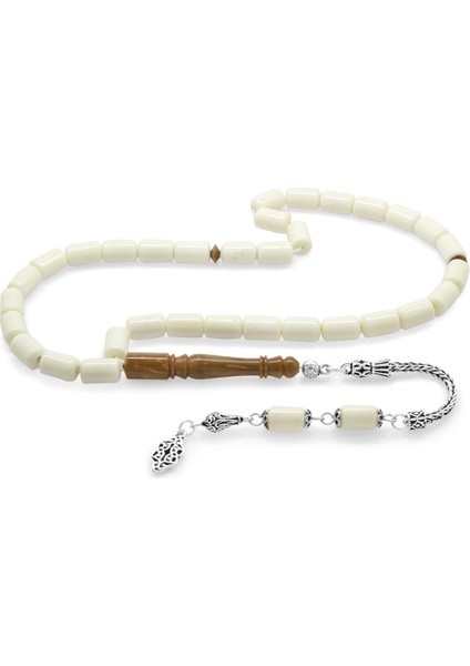 925 Ayar Gümüş Püsküllü Püsküllü Kesme Kesim Kuka İmameli Deve Kemiği Tesbih