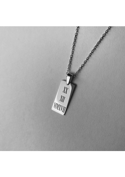 925 Ayar Gümüş Romen Rakam Tarih Kolye