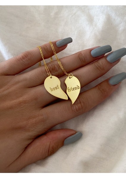 925 Ayar Gümüş Çift Kalp Best Friend Kolye