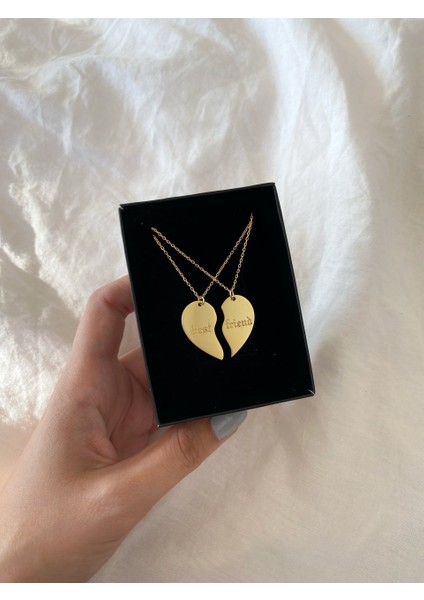925 Ayar Gümüş Çift Kalp Best Friend Kolye fiyatları