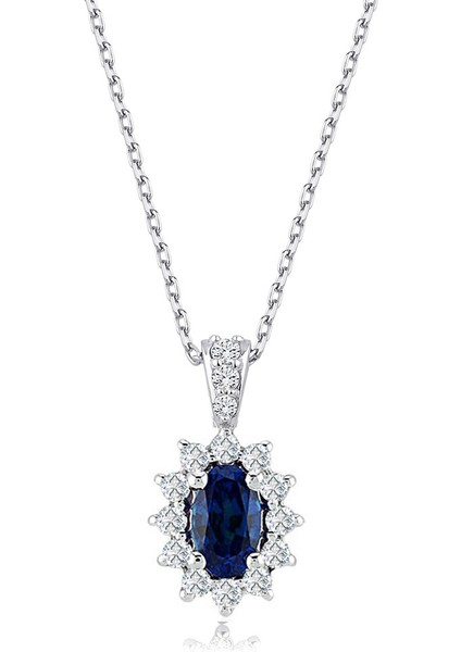 0.41 Karat Pırlanta Safir Kolye