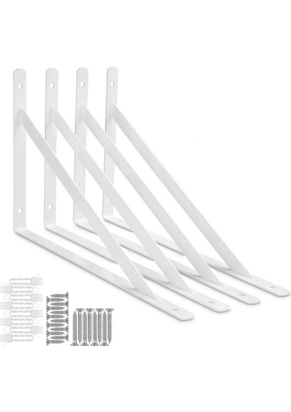 Duvara Monte Çerçeve Braket 4 90 Derece Üçgen Çelik Braket 250MM x 160MM Çerçeve Braket 20 Vidalı Braket Köşe Braket Beyaz (Yurt Dışından)