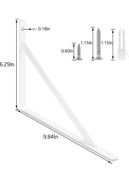 Duvara Monte Çerçeve Braket 4 90 Derece Üçgen Çelik Braket 250MM x 160MM Çerçeve Braket 20 Vidalı Braket Köşe Braket Beyaz (Yurt Dışından) fiyatları