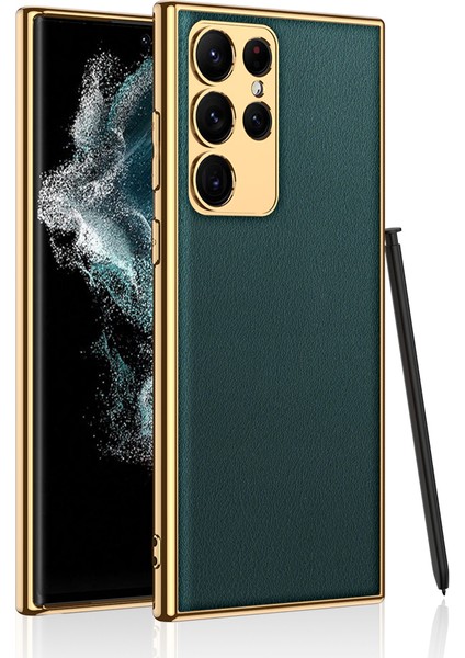 Galaxy S23 Ultra Kılıf Deri Görünümlü Kenarları Elektroplating Kaplama Zore Fizyon Kılıf fırsatları