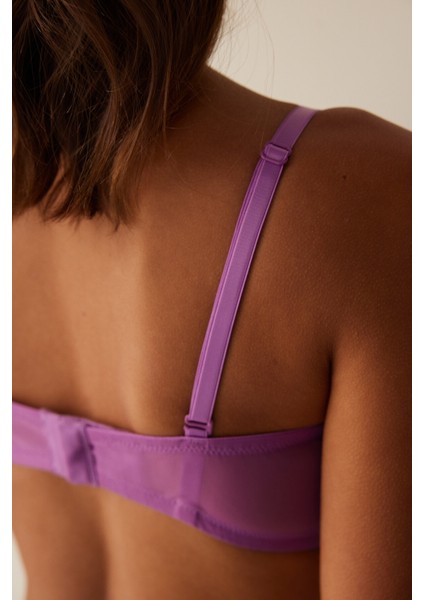 Lila Balenli Pedli Dantel Detaylı Sütyen fırsatları