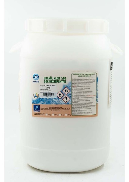 Granül Klor %90 Şok Dezenfektan- 25 kg Pvc