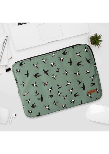 MacBook Air/pro Ultrabook 13-14 Inç Su Geçirmez Fermuarlı Darbe Önleyici Laptop Notebook Çantası-Bird