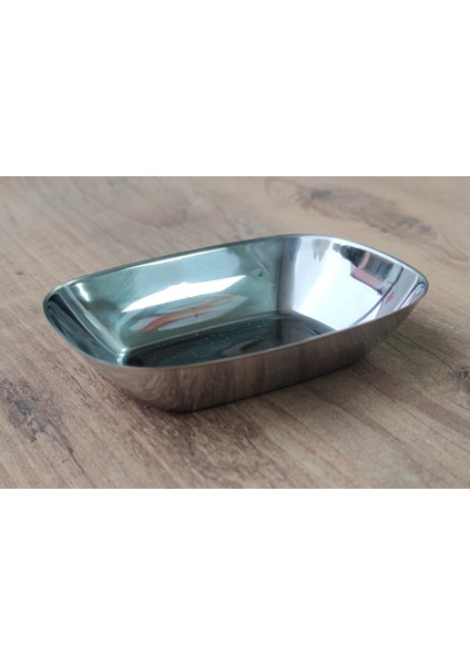Çelik Salata Kare Kayık Tabak 12CM