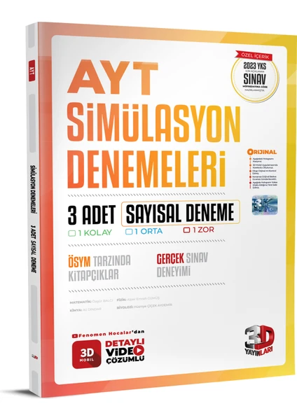 Çözüm Yayınları 3D   Ayt Ilk Dönem Deneme Sınavı 2023  Sayısal Simülasyon 1. Dönem