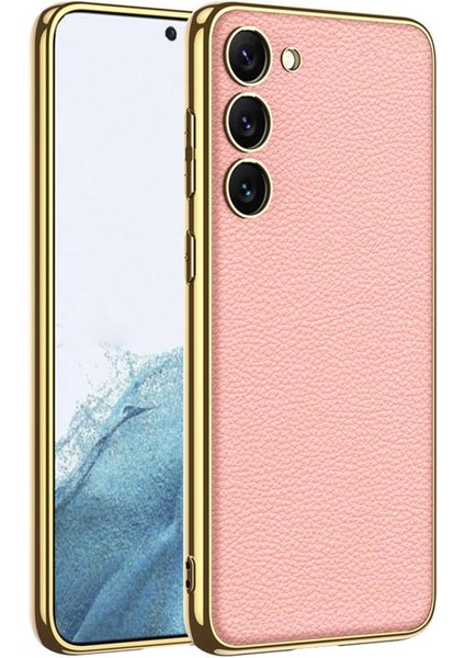 Galaxy S23 Plus Kılıf Deri Görünümlü Kenarları Elektroplating Kaplama Fizyon Kapak modelleri