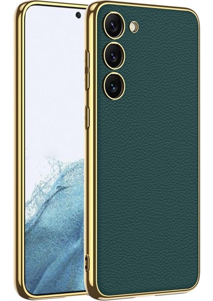 Galaxy S23 Plus Kılıf Deri Görünümlü Kenarları Elektroplating Kaplama Fizyon Kapak fırsatları