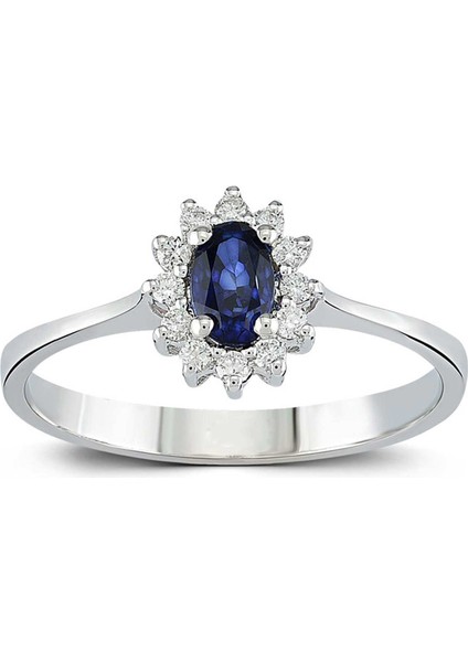 0.37 Karat Pırlanta Safir Yüzük