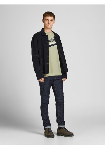 Jack&jones 12199474 Baskı 0 Yaka Kısa Kol Tsıhırt Haki-L