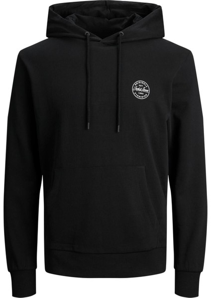 Jack&jones 12205081 Yuvarlak Armalı Kapsonlu Ip Baglamalı Kanguru Cep Sweat Siyah-M