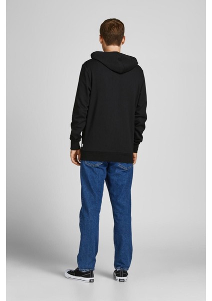 Jack&jones 12205081 Yuvarlak Armalı Kapsonlu Ip Baglamalı Kanguru Cep Sweat Siyah-M