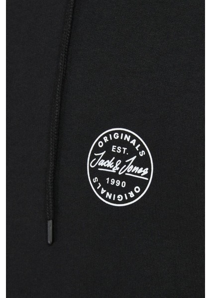 Jack&jones 12205081 Yuvarlak Armalı Kapsonlu Ip Baglamalı Kanguru Cep Sweat Siyah-M