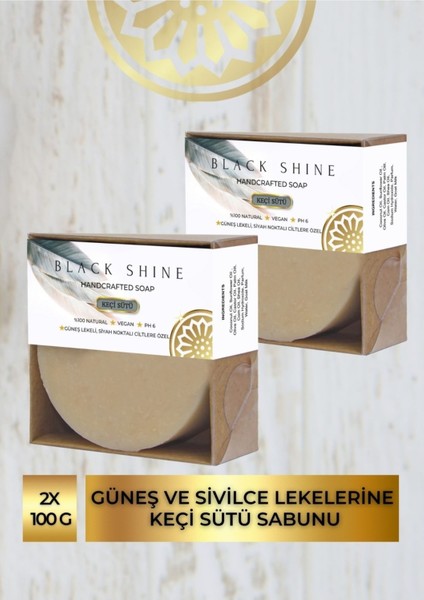 Black Shine Bs Keçi Sütü Sabunu Güneş Lekeli, Siyah Noktalı Ciltlere Özel, Yoğun Nemlendiricili Doğal 100 gr x 2 KRM0024