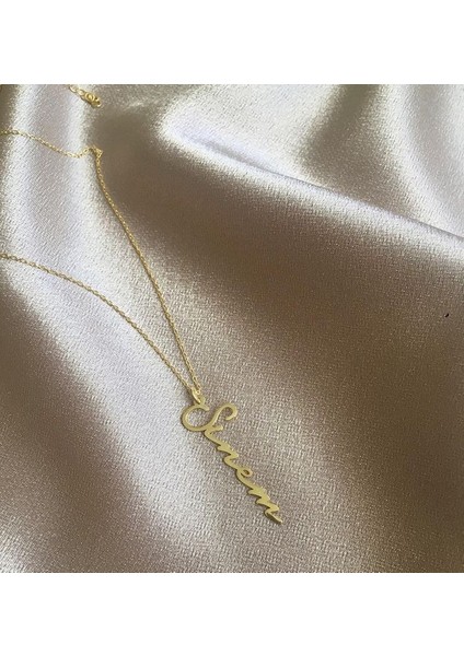 925 Ayar Gümüş Dikey Isim Kolye