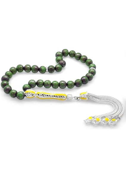 Alpaka Püsküllü Sarı Mineli Küre Kesim His Taşı Tesbih fiyatları