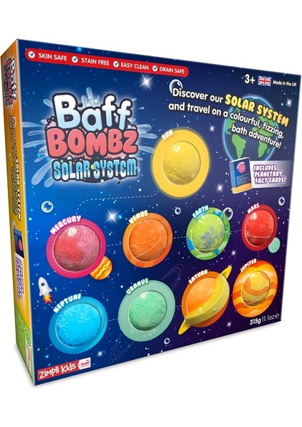 9'lu Solar System Baff Bombz Gezegenler Nem Topu Banyo Bombası Seti 315 gr