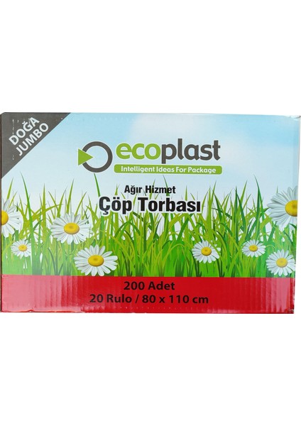 Battal Boy Çöp Torbası Poşeti - 500 Gr. - 90 Litre - 80 x 110 cm / 10 Adetlik 5 Rulo