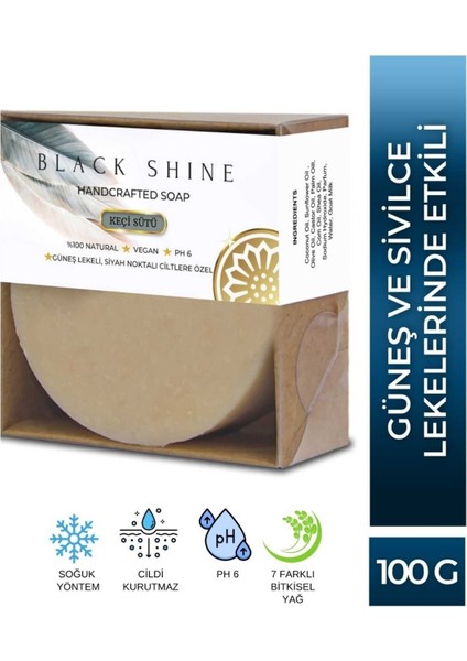 Black Shine Bs Keçi Sütü Sabunu Güneş Lekeli, Siyah Noktalı Ciltlere Özel, Yoğun Nemlendiricili Doğal Peeling KRM0021