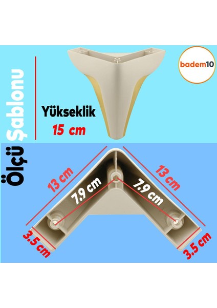 Endülüs Lüks Mobilya Kanepe Sehpa Tv Ünitesi Baza Koltuk Ayağı Krem Renk 15 Cm Ayakları