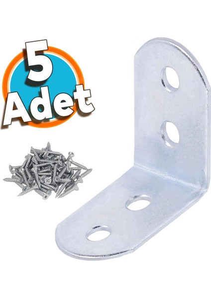Mobilya Duvar Dolap Köşe Raf Bağlantı Sabitleme L Demir Köşebent Demir Gönye 30 x 30 x 17 mm 5 Adet