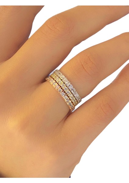 Tek Sıra Tamtur Zirkon Taşlı 14 Ayar Rose Altın Yüzük modelleri