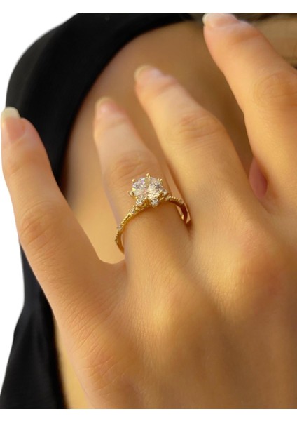 Lotus Swarovski Taş Altın Yüzük 14 Ayar fırsatları