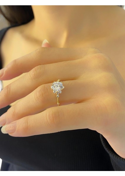 Lotus Swarovski Taş Altın Yüzük 14 Ayar indirimleri
