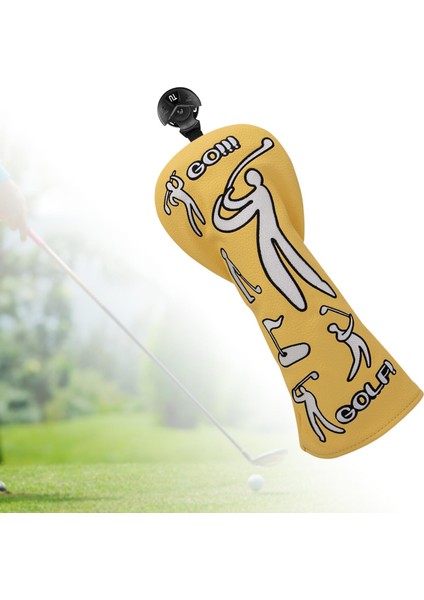 Dayanıklı Golf Ahşap Kafa Kapağı Headcover Pu Deri Golfçü Ekipman Koruma Sarı Ut (Yurt Dışından)