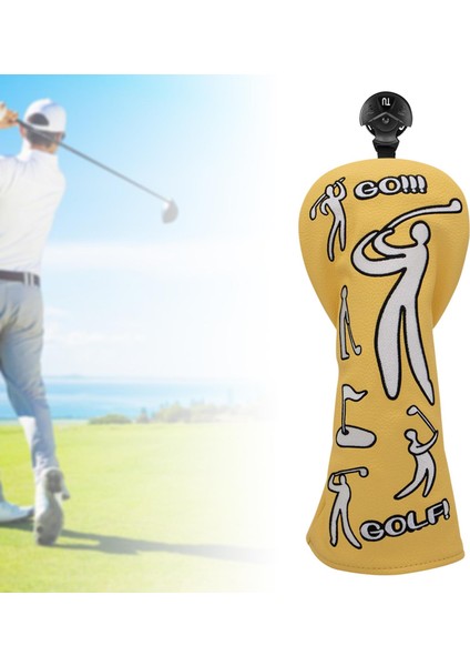 Dayanıklı Golf Ahşap Kafa Kapağı Headcover Pu Deri Golfçü Ekipman Koruma Sarı Ut (Yurt Dışından)