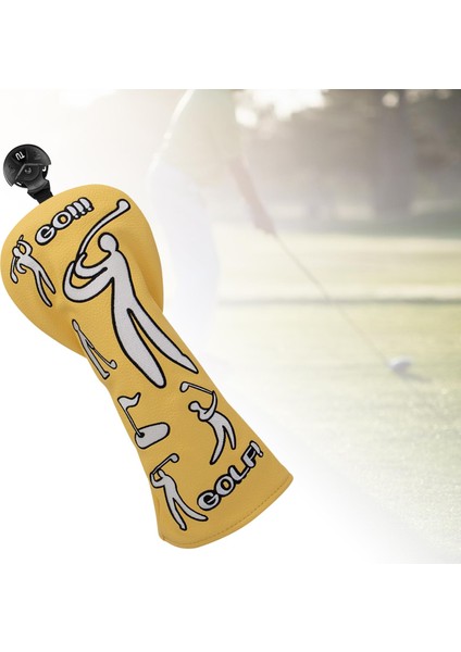 Dayanıklı Golf Ahşap Kafa Kapağı Headcover Pu Deri Golfçü Ekipman Koruma Sarı Ut (Yurt Dışından)