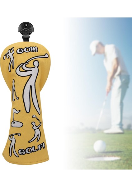 Dayanıklı Golf Ahşap Kafa Kapağı Headcover Pu Deri Golfçü Ekipman Koruma Sarı Ut (Yurt Dışından)