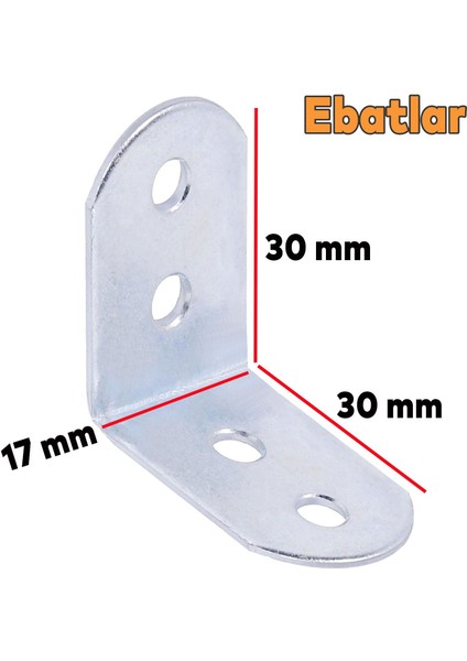 Mobilya Duvar Dolap Köşe Raf Bağlantı Sabitleme L Demir Köşebent Demir Gönye 30 x 30 x 17 mm 5 Adet