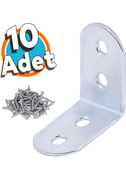 Mobilya Duvar Dolap Raf Köşe Bağlantı Sabitleme L Demir Köşebent Metal Gönye 30 x 30 x 17 mm 10 Adet