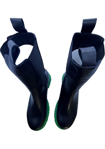 Hakiki Nappa Deri Yeşil Poli Taban Kadın Bot fiyatları