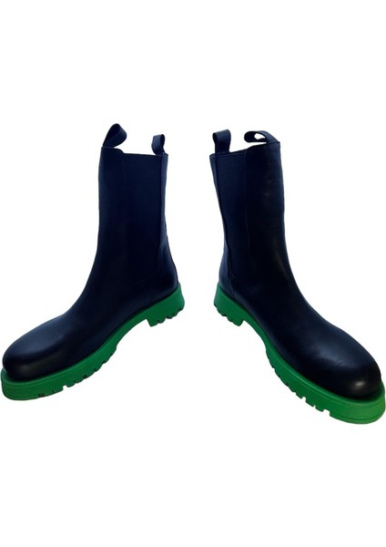 Hakiki Nappa Deri Yeşil Poli Taban Kadın Bot modelleri