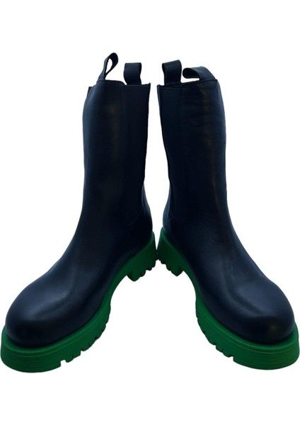 Hakiki Nappa Deri Yeşil Poli Taban Kadın Bot fırsatları